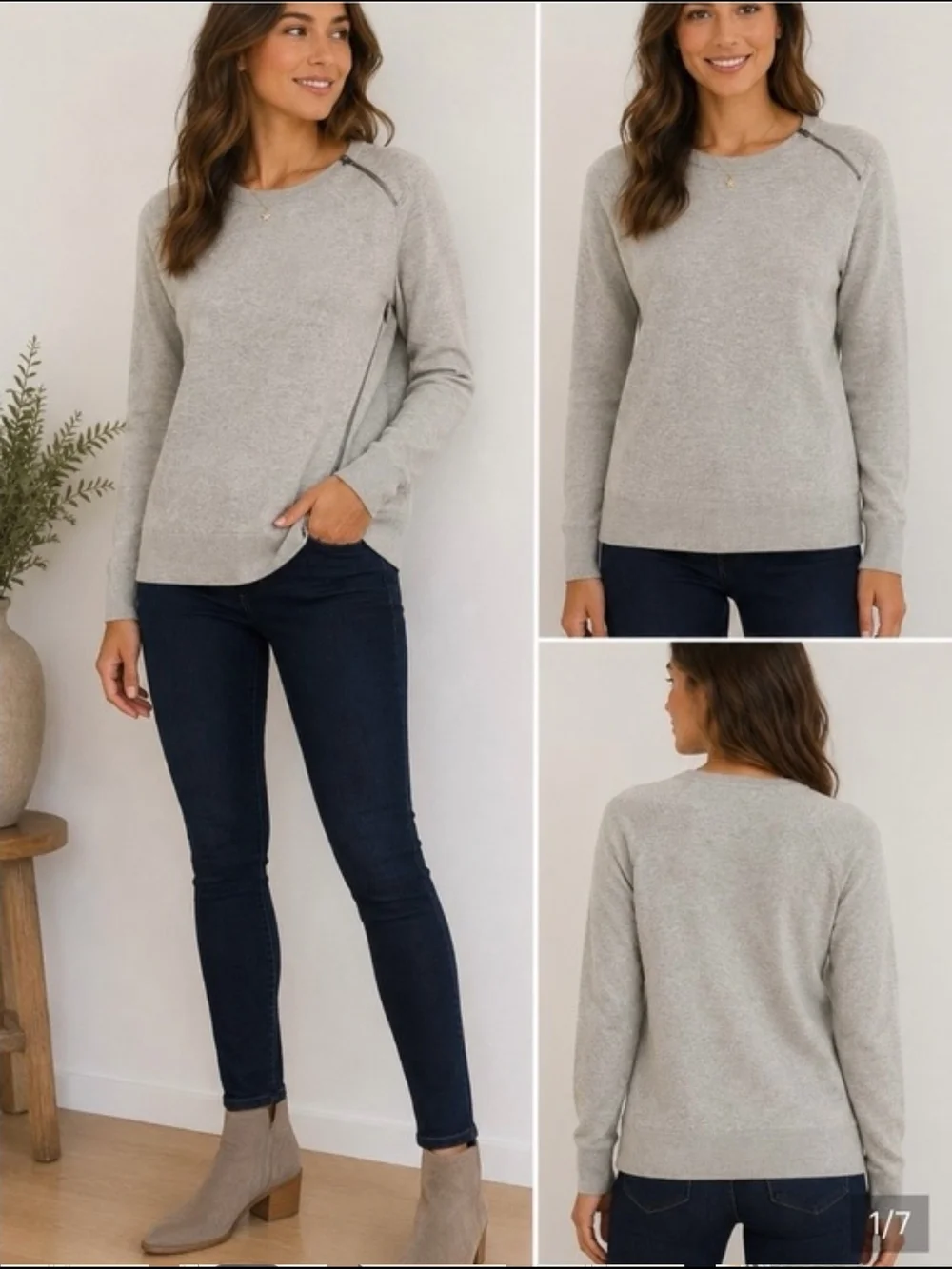 J Crew Merino 100% Merino Wool Asymmetrical Zip Sweater FLAW